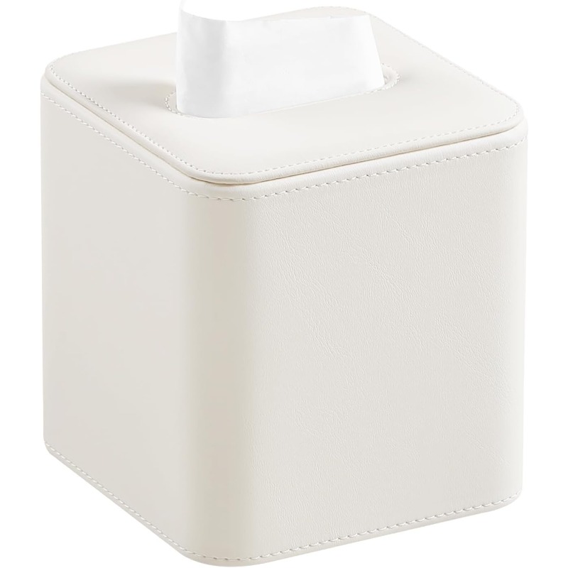   tissue box holder with magnetic closure - beige pu leather tissue case, rounded edges &  , secure magnetic lid for bathroom, living room, office - decorative & functional storage organizer, durable tissue dispenser (compatible with standard tissues) - elegant beige design,  , scratch-resistant, minimalist style for   decor, tissue box holder, facial tissue holder, tissue box cover Product details 0