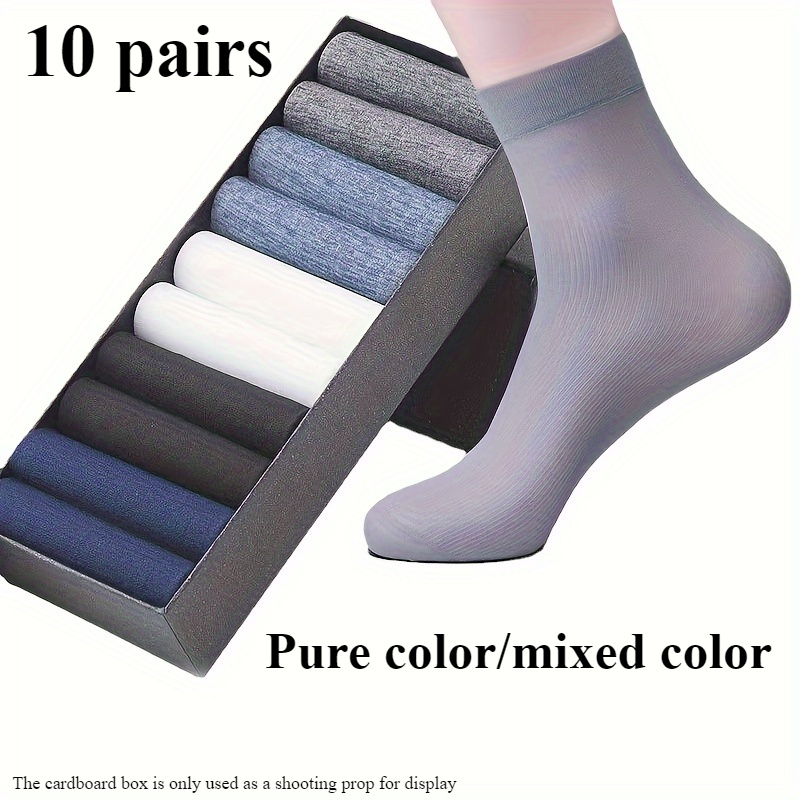 

10 Paires de Chaussettes Ultra-Fines pour Hommes - Respirantes, Confortables pour et , Mélange Polyester Spandex, Couleur Unie