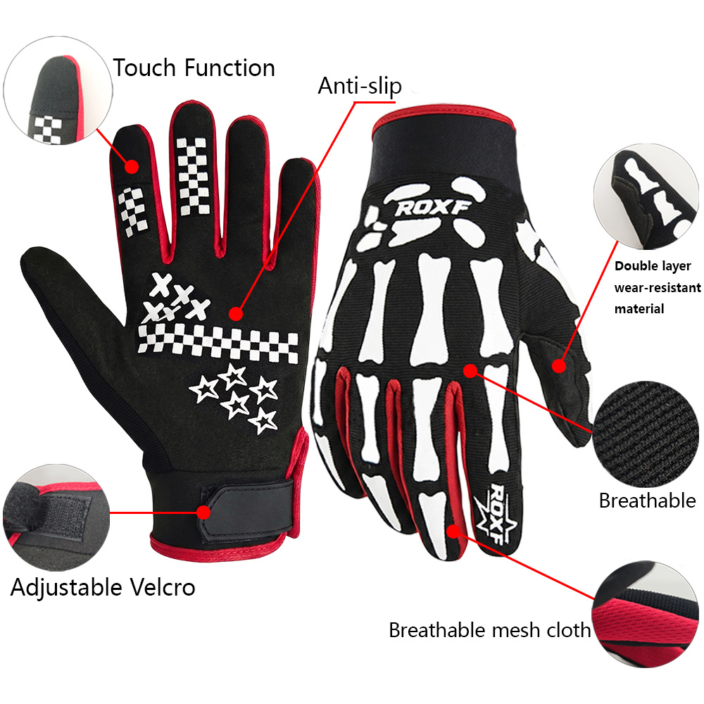 ROXF Skull Bone Pattern Outdoor Non-Slip Touchscreen Gloves
