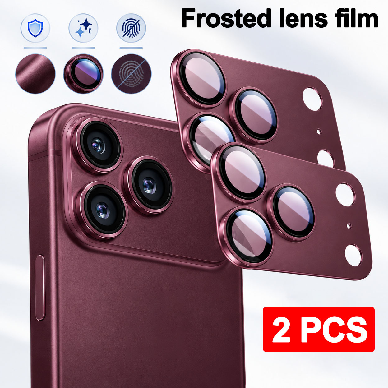 TEMU 2pcs Matte Aluminum Alloy Camera Lens Protective Films, Suitable For Iphone 18 Pro/18 Pro Max, Tempered Glass Lens Protectors, Full Coverage Of