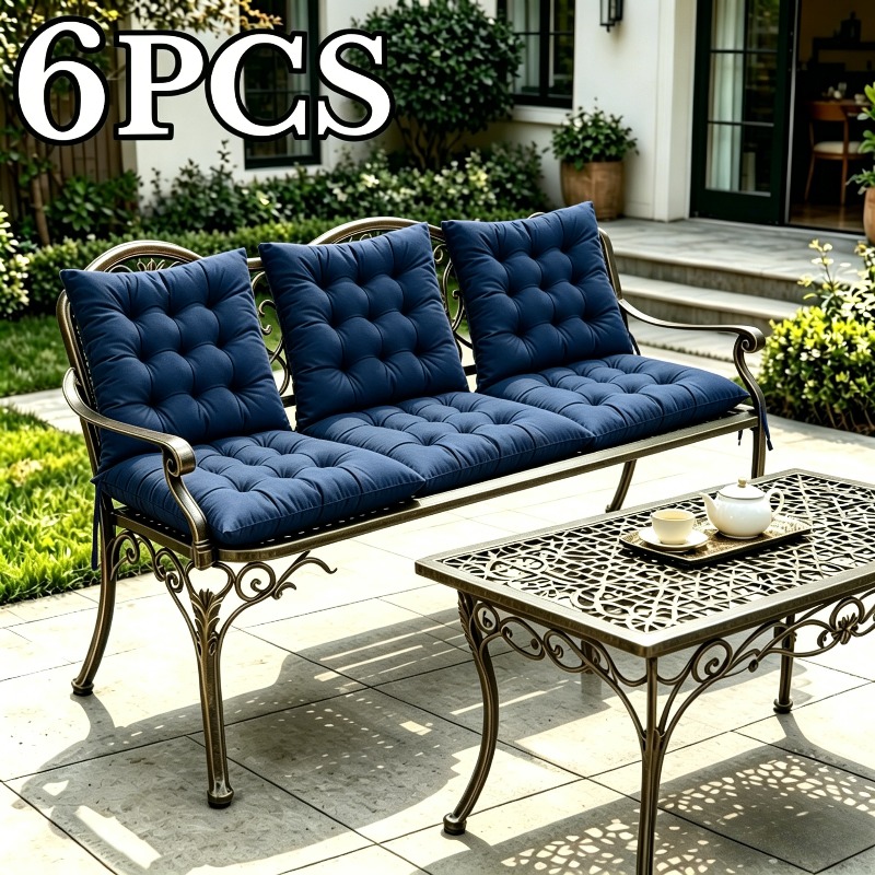 6pcs set new premium square outdoor chair cushions with straps comfortable tatami soft and breathable 17 7 inches suitable for porch courtyard garden chairs benches outdoor decor outdoor use   cushion  