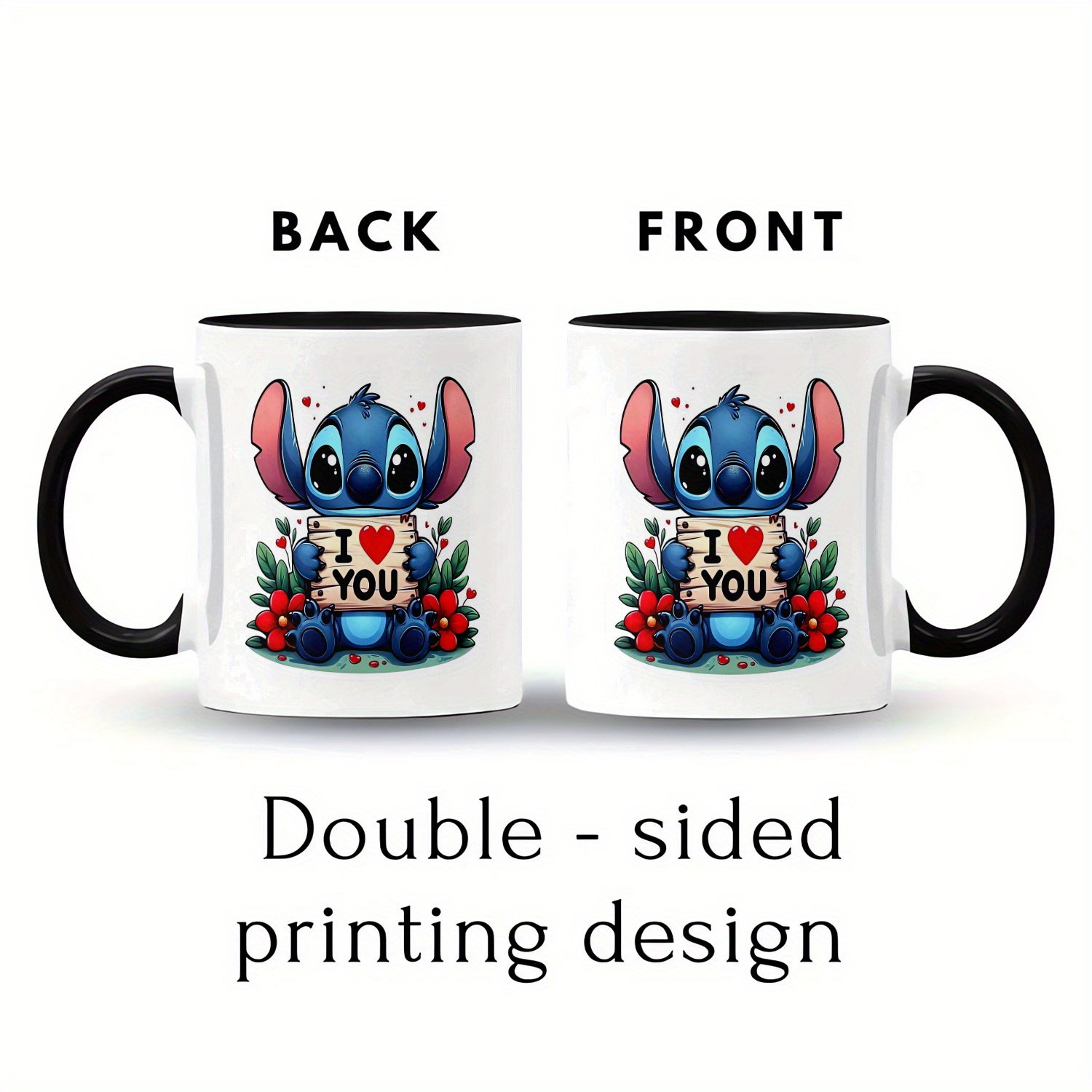 1pc 11oz ceramic coffee mug, porcelain drinking cup, Disney stitch series theme, lovely cartoon designs, a good choice as gift for friends and lovers.festival gifts, birthday gifts