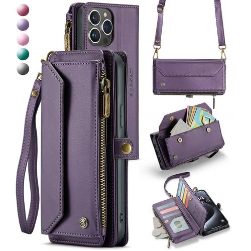 phone case crossbody suitable for iphone air 16e 16 15 14 13 12 11 pro max xs xr xs 8 se 6s plus 13 case wallet rfid blocking with 7 card holder zipper soft magnetic flip wristlet shoulder strap wallet case
