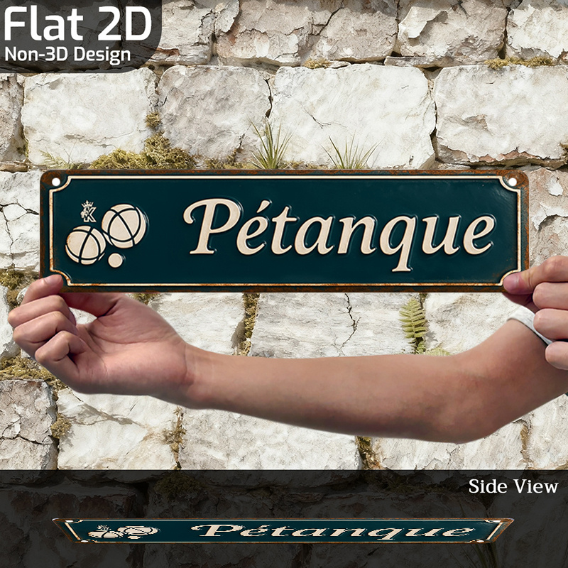TEMU Plat 2D, 1 pièce Affiche Panneau en Aluminium Vintage sur le Thème de Française - Plaque Métallique Rustique Murale pour Décoration d'Intérieur,