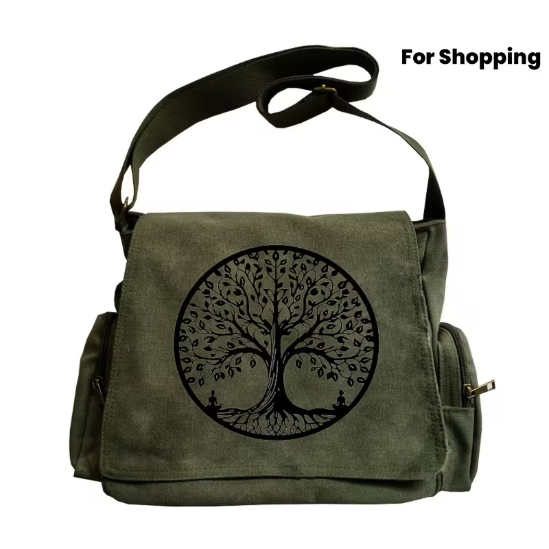 TEMU Large Capacity Shoulder Bag, Elegant Tree Of , Vintage Tote Crossbody Bag, Messenger Bag For Tutoring, Suitable For Occasions Such As Shopping,