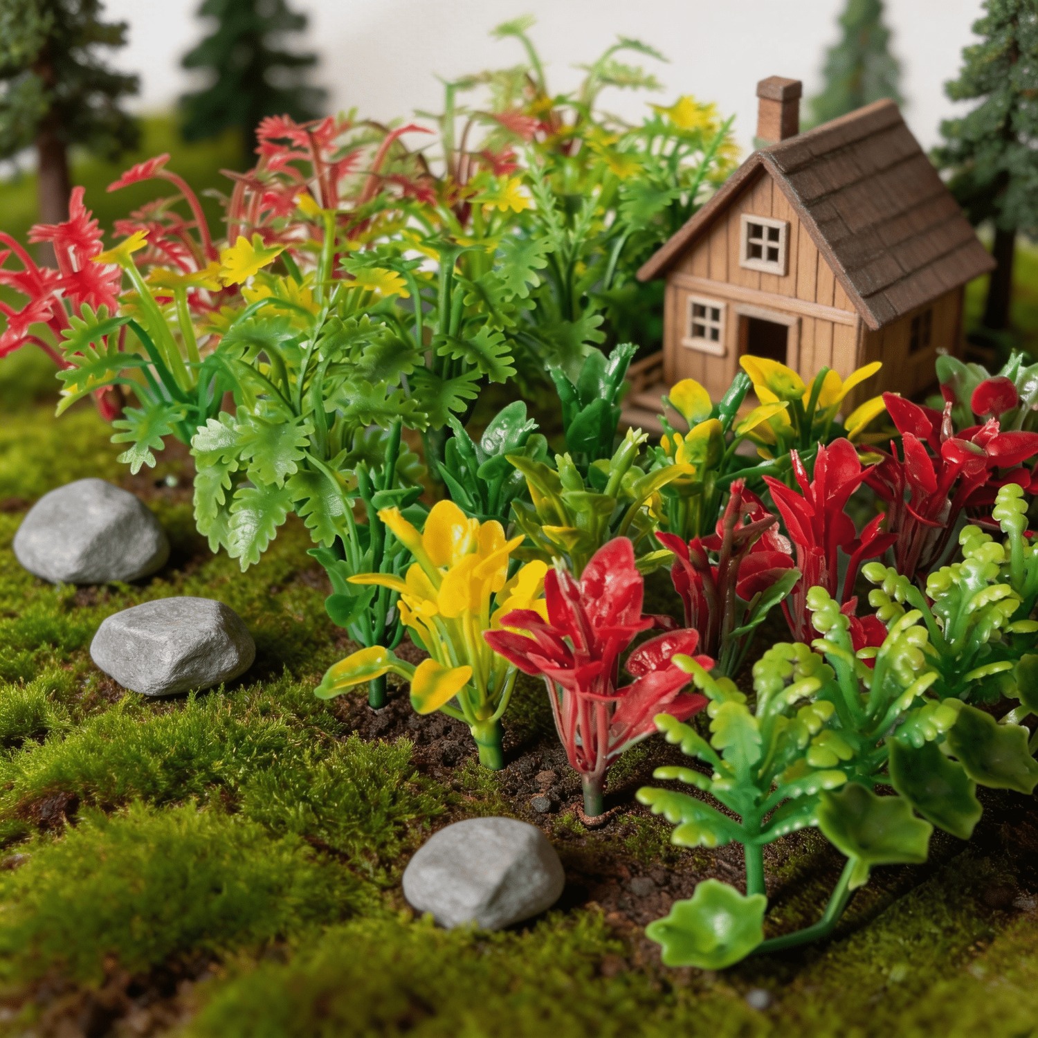 VANZACK Miniatur Bäume Modellbau – 8 Stück Künstliche Landschaftsbäume, 5x5x9 Cm, Für Architektur & Sandtisch-DIY