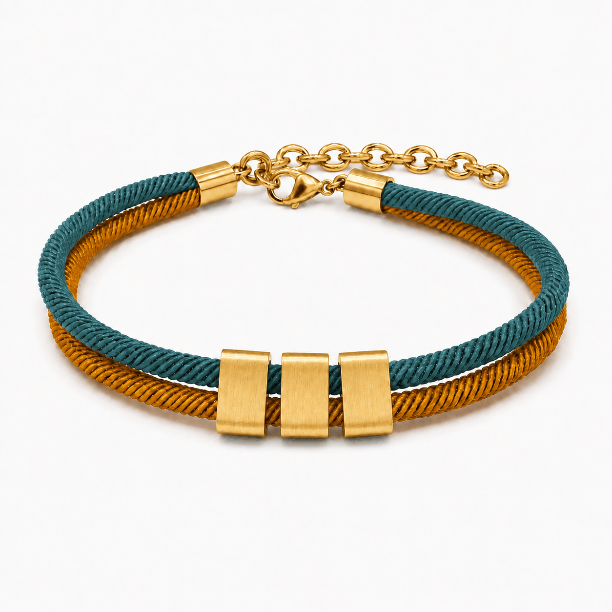 Personalized Engraved Name Bead Bracelet with Double Cord