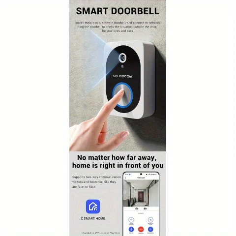 smart video doorbell with 2 4ghz wifi 480p hd night two way talk photo video recording 72 hour cloud storage change rechargeable battery usb powered wall mount design app control for wireless doorbells for home details 2