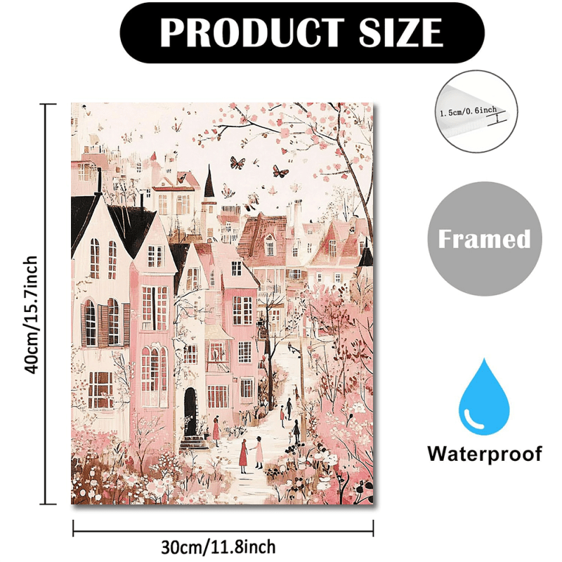 TEMU [2d Flat] 1pc Charming Pastel Canvas Art - Wooden Framed, Floral Wall Decor For Home And Office, Halloween, Singles Parties, Anniversaries,