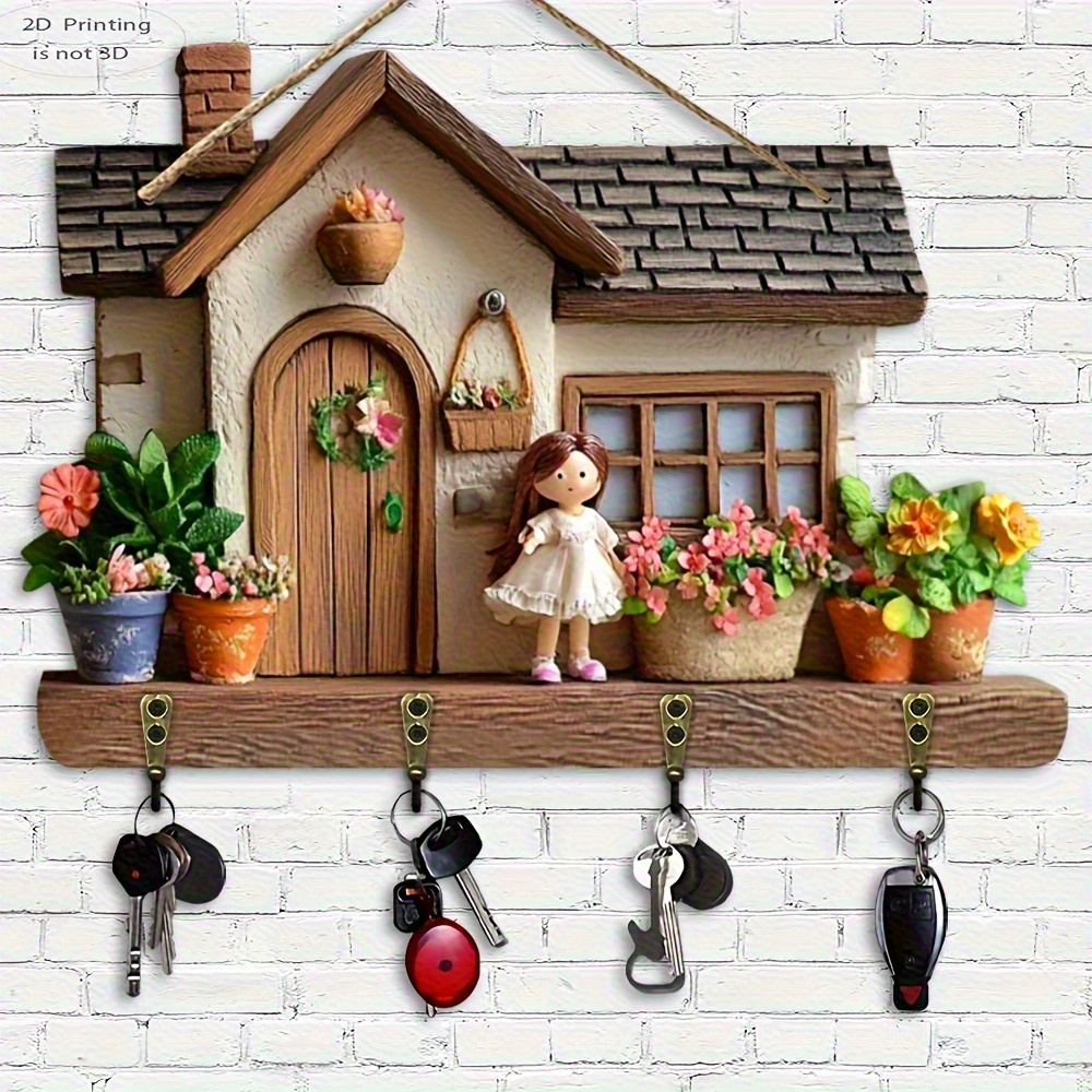 2d flat 2d flat cute villa wooden multi functional key Temu