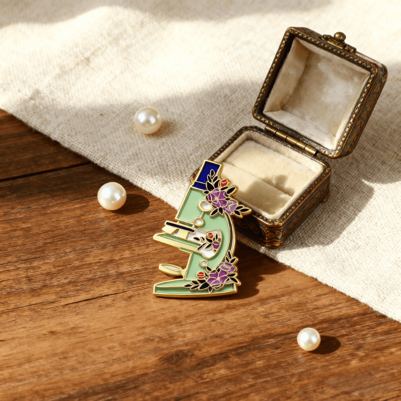 TEMU Creativa de Microscopio de Planta Floral para Navidad y Halloween, Pin de Aleación y Esmalte Único para Chaqueta, Gorra, Mochila, Accesorio de