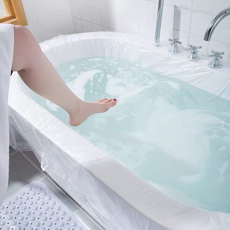 5pcs travel disposable bathtub liners thickened and enlarged bathtub covers hotel and home use plastic film for bath tub protection