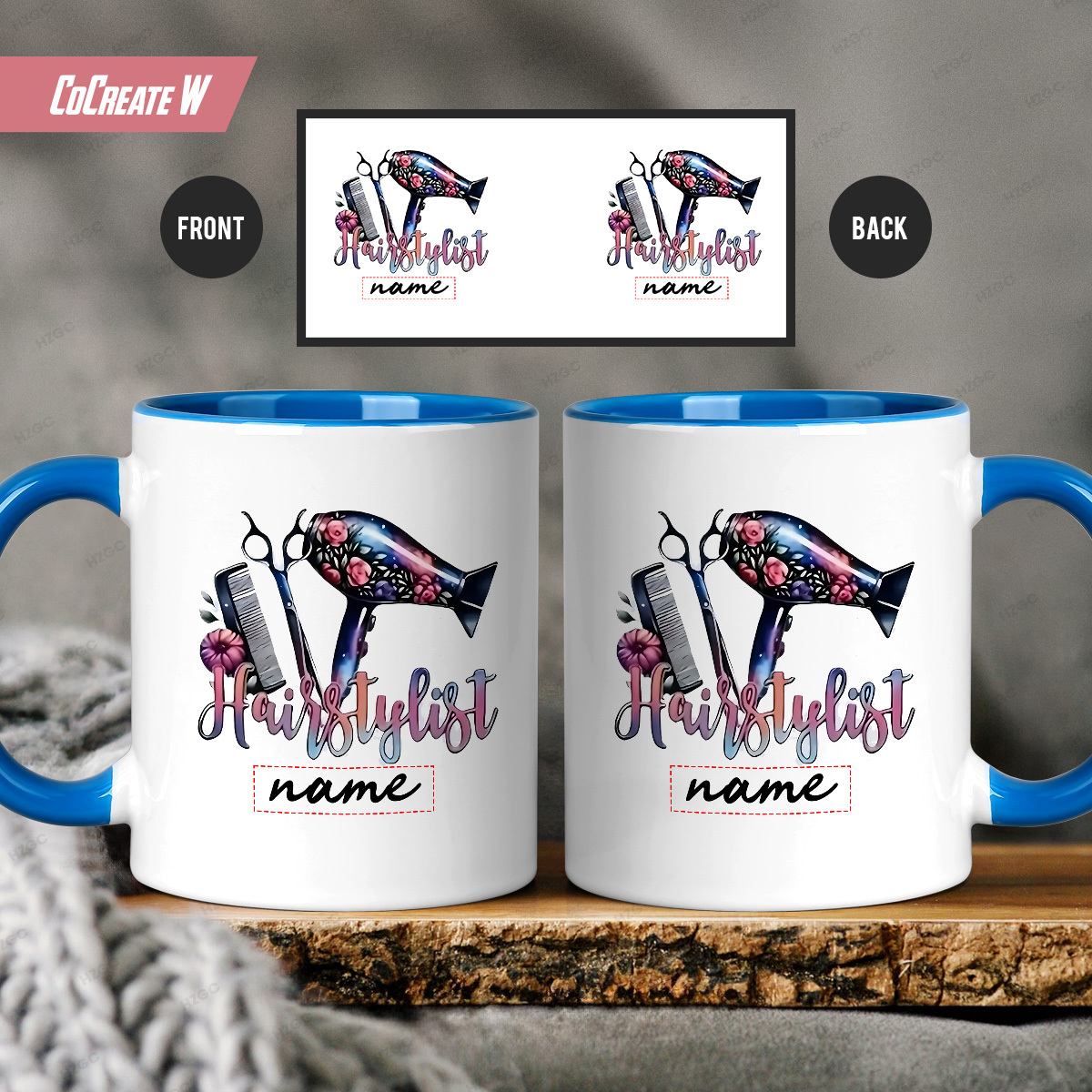 1pc personalized hairstylist mug with name text 11oz ceramic hairdressing cup hairdryer scissors comb design dishwasher   gift for hair stylists barber tools custom print hairdressers tea cup 3