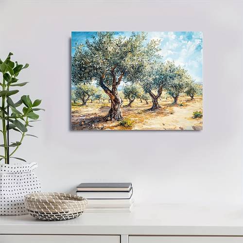 2d flat 2d flat 2d 1pc framed olive tree landscape canvas and contemporary frame premium canvas painting for living room bedroom kitchen cafe spring themed nature wall decor