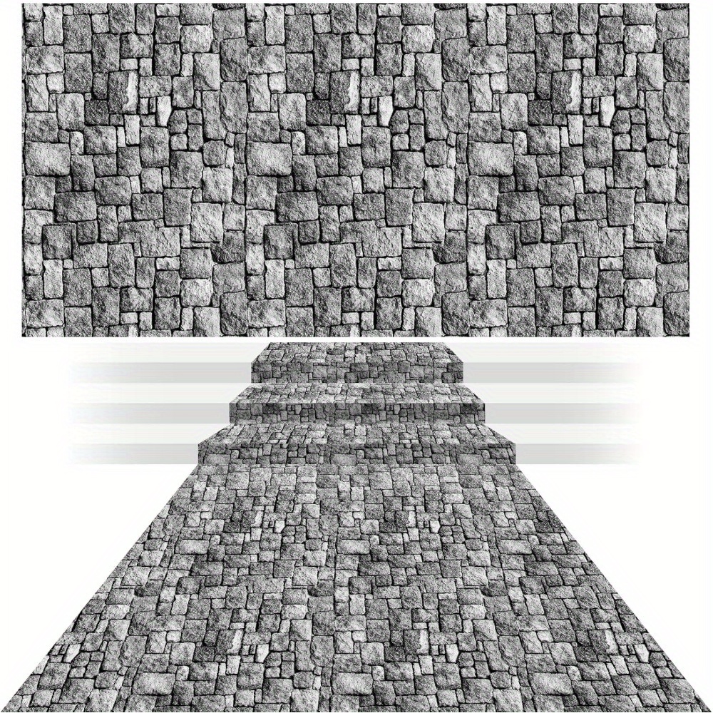 TEMU 3pcs Stone Wall Print Plastic Disposable Tablecloth, Medieval Theme Party Decorations Disposable Plastic Brick Stone Tablecloth 137*274cm Wall