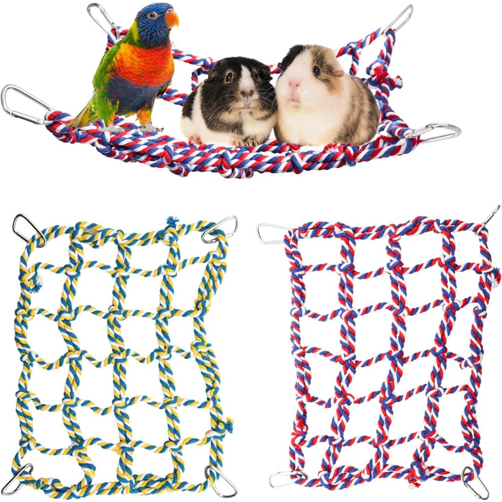 2-Pack Colorful Rope Bird Climbing Net Hammock