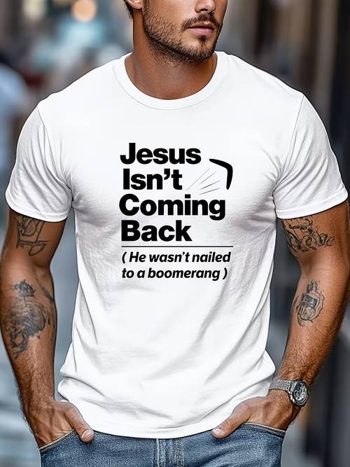 mens plus size t shirt jesus coming ba round neck short sleeve shirt minimalist summer top with statement machine washable suitable for casual attire layering