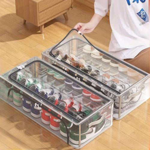 one clear shoe storage box collapsible and space organizers with see through lids for easy identification suitable for under the bed closet shoe rack and dorm stacking