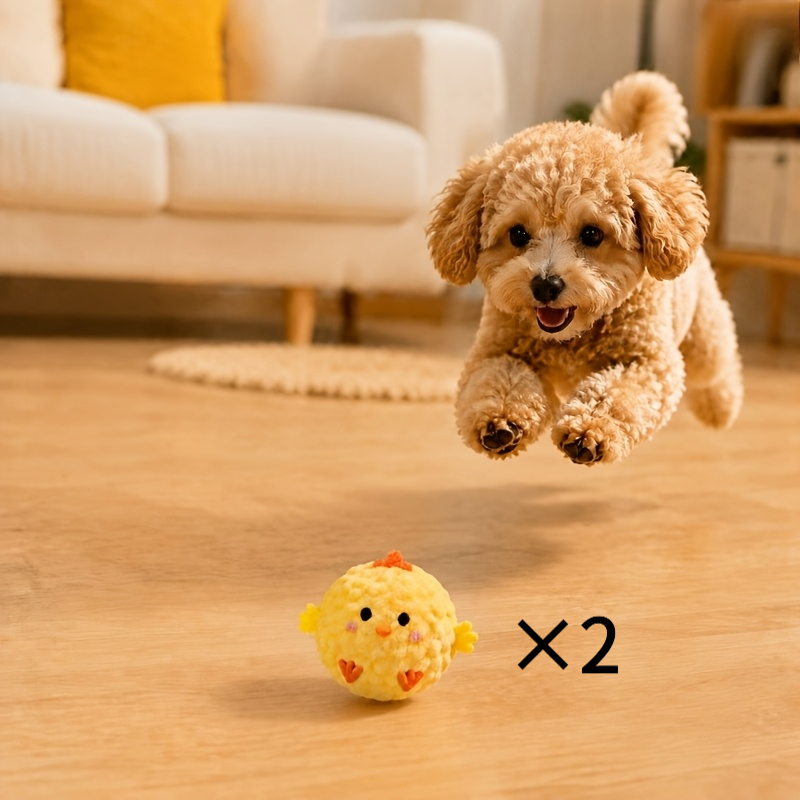 Image of 2pcs -shaped Squeaky Bouncy Ball Pet Suitable For , Bite-resistant Slow Rebound Chew Balls With , No Battery-free For Puppy Training, For /outdoor Play, For Small Breeds