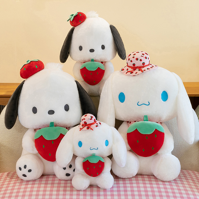 Sanrio Kawaii Strawberry for cinnamoroll for pochacco Plush Dolls, Suitable for Room Decoration, Party Gifts, And Holiday Gifts for Occasions Like Birthdays And Christmas.