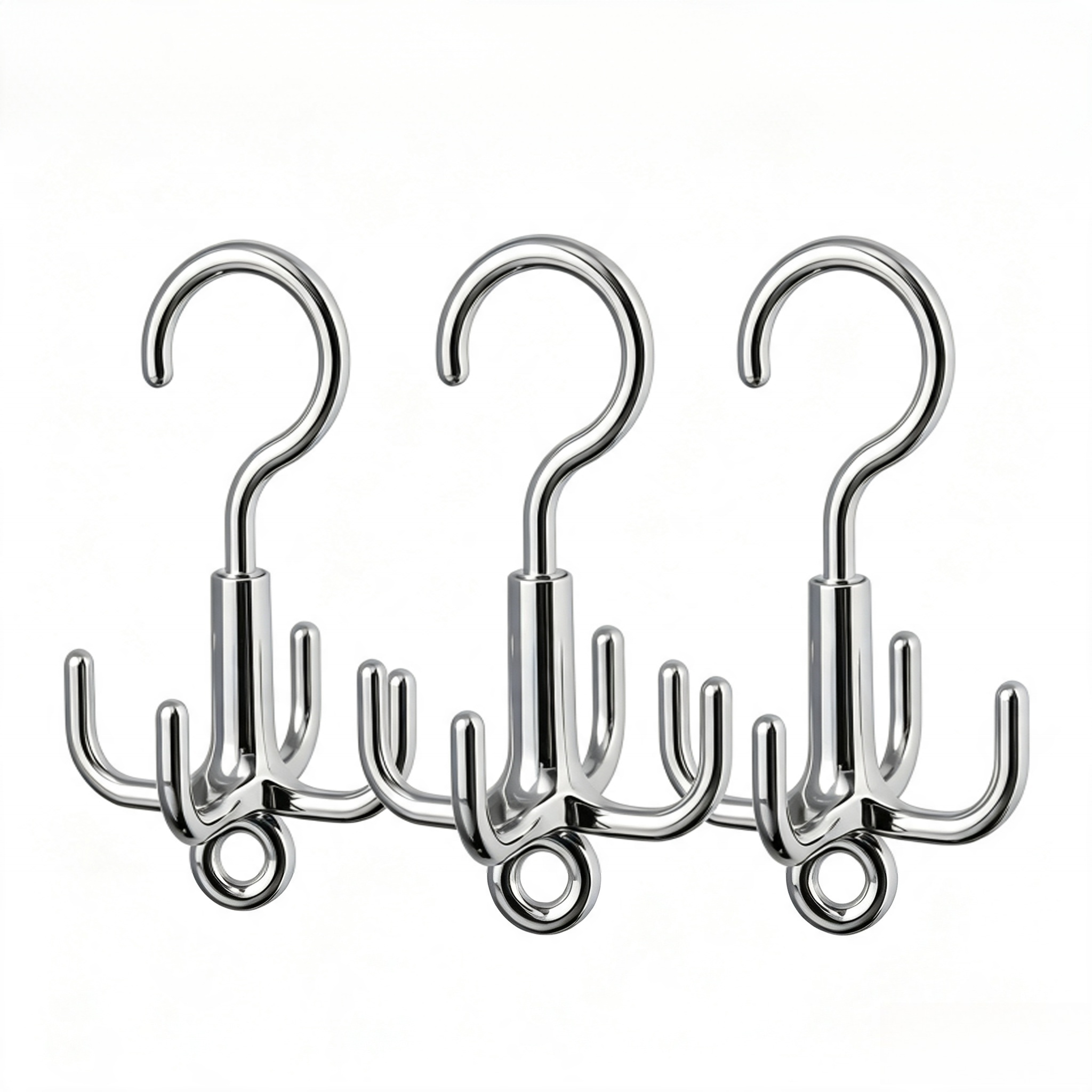 TEMU 3-pack Multifunctional Four-claw Rotating Hooks, 360-degree Rotatable Multi-claw Design, Wall-mounted Storage Space Saving, Bathroom Toiletries