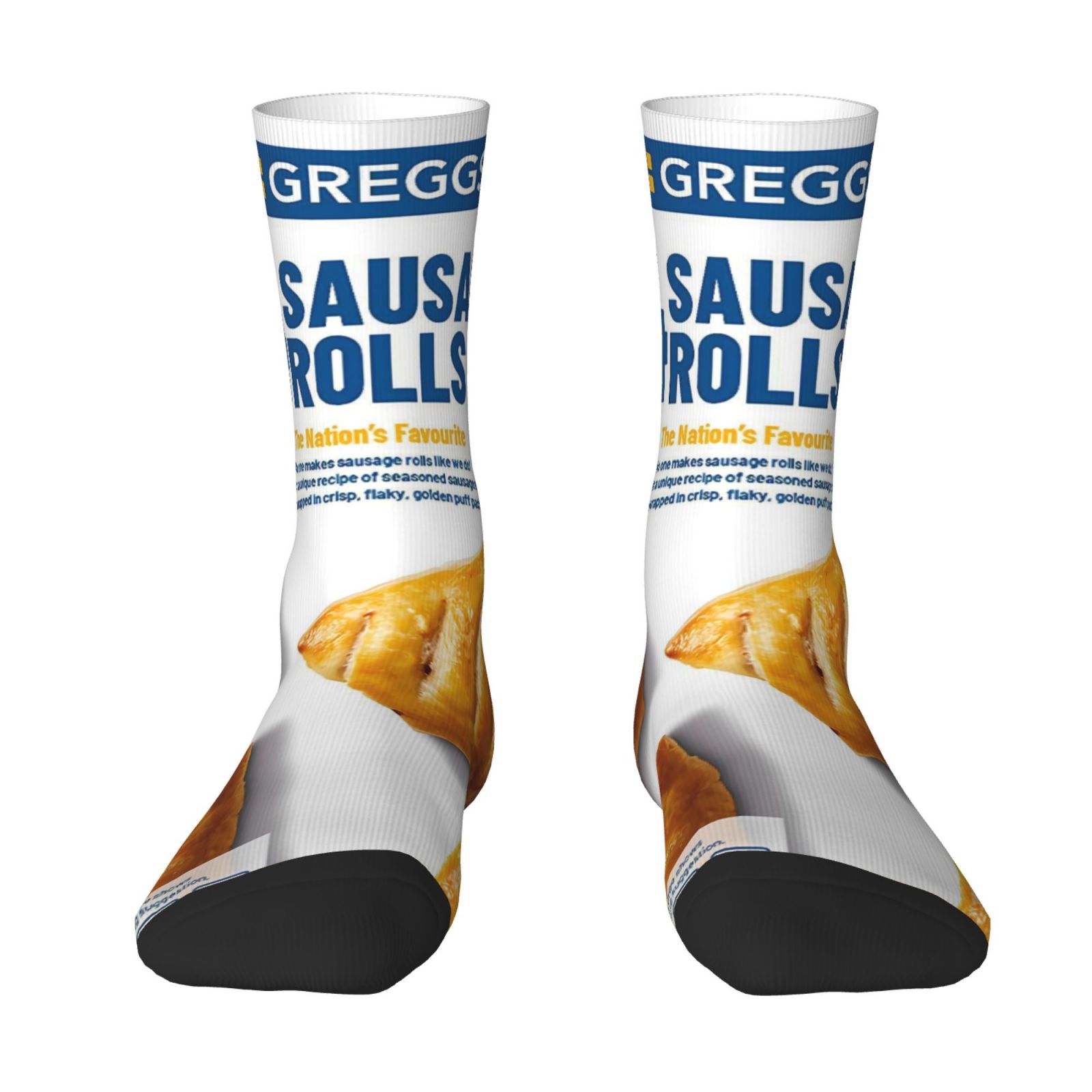 TEMU 1 Pair Of Novelty Printed Gift Socks For Men/women, Sausage Roll Poster , Suitable For , Unique Themed Design, Durable Polyester-blend Fabric,