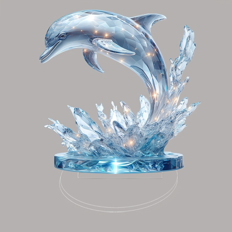 

2d Flat Dolphin Acrylic Ornament - Transparent, Desktop Decoration, Suitable For Birthdays And Graduation Ceremonies, Artistic Cartoon Style