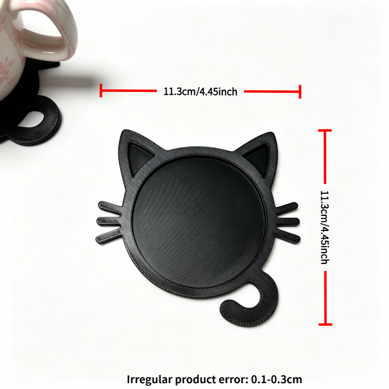 TEMU Cat-shaped Coasters, Cute Cartoon Cat Ear Non-slip Heat-resistant Pads, Home Desktop Cup Mats, Cup Pads, Creative Black Coasters, Non-slip Mats,