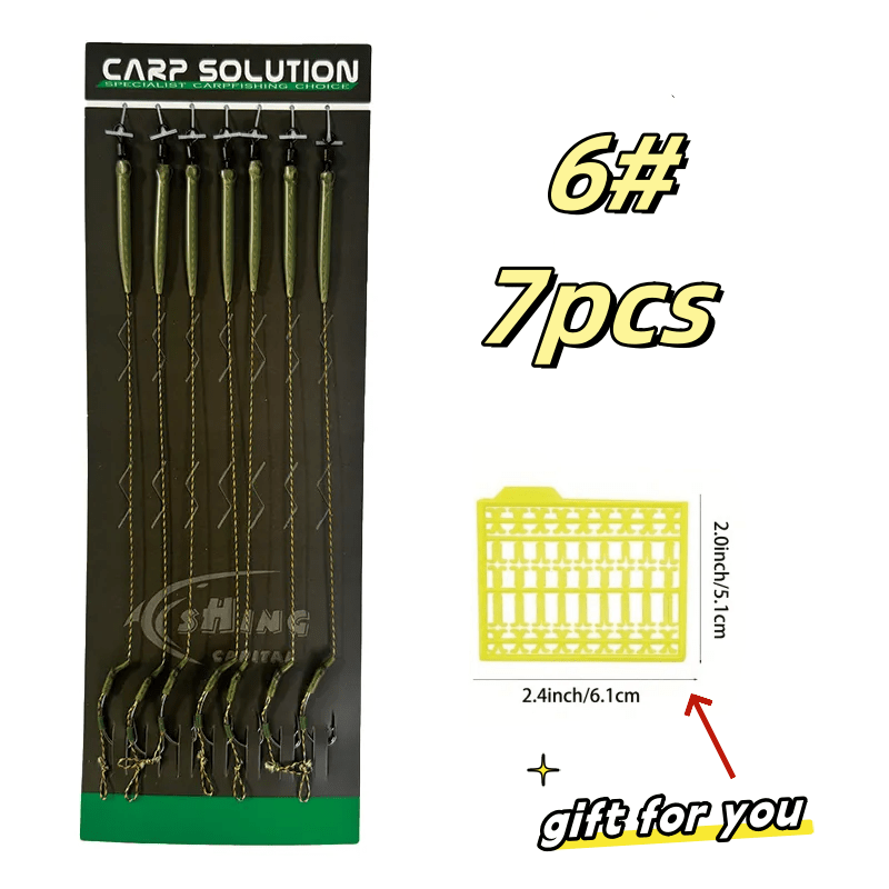 TEMU OFFERTA! il 87%! Set Completo da Pesca alla Carpa Premium, 7 pezzi �� Completo di Ami Antiaderenti, Leader in PVC e di Hair Rig | Kit da