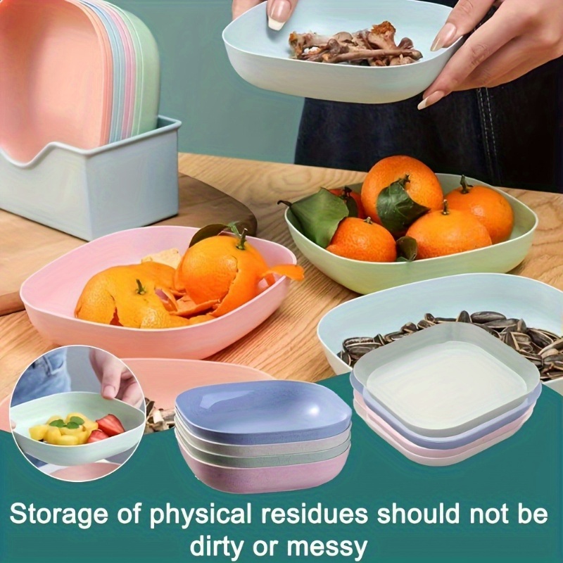 10 platos pequeños cuadrados y coloridos/10 platos cuadrados/El tamaño del plato es de 5.12 pulgadas/Plato portátil para alimentos/Plato para huesos hondo/Plato para fruta/Muy adecuado para snacks y desayuno/Plástico duradero -/Herramienta de cocina imprescindible