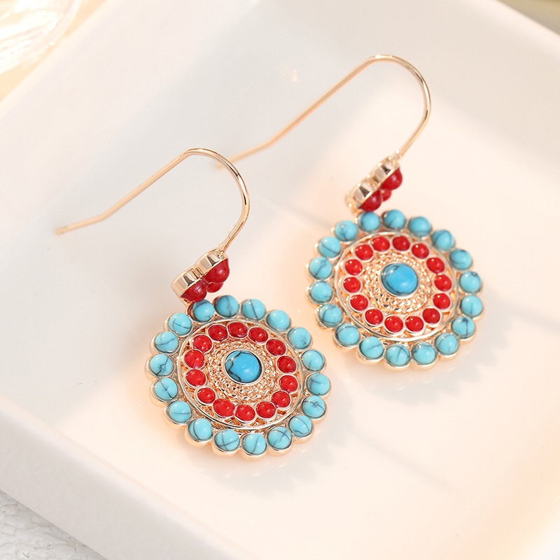 Bohemian Retro Sunflower Earrings, Exotic Style