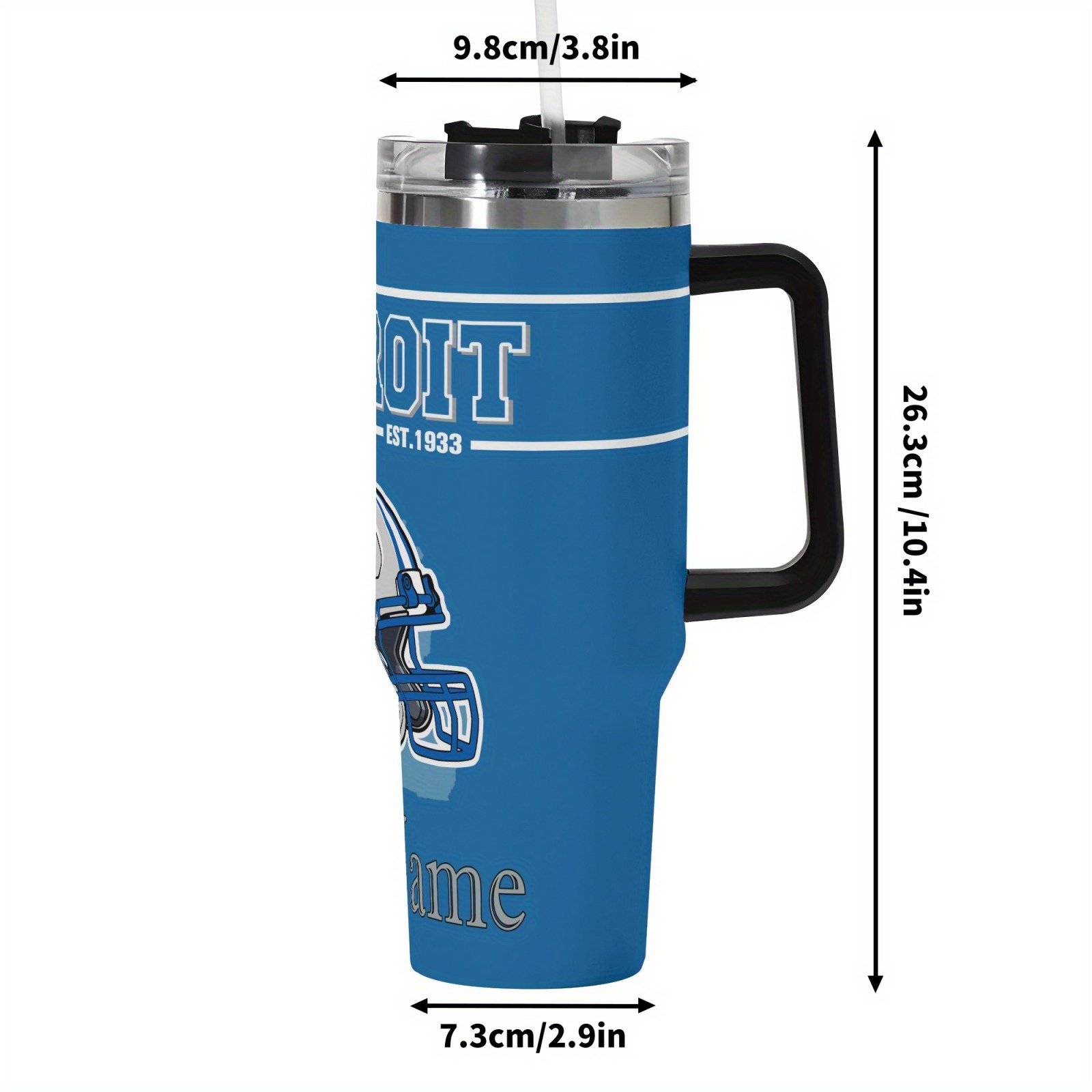 customizable 40oz vacuum insulated tumbler with lid straw personalized name detroit football design hand wash only reusable travel cup for car office   gift for fans 5