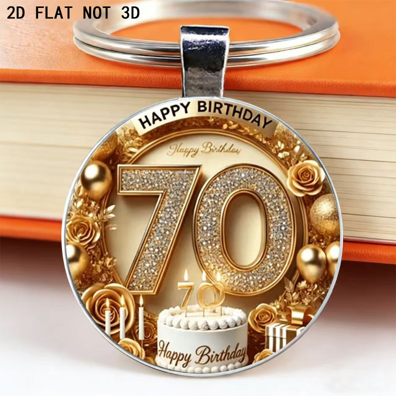 TEMU Portachiavi 70簞 Compleanno 2D PIATTO NON 3D, Decorazione , Decorazione per Borse e Chiavi Auto, Regali per Appassionati di Collezionismo, Regali