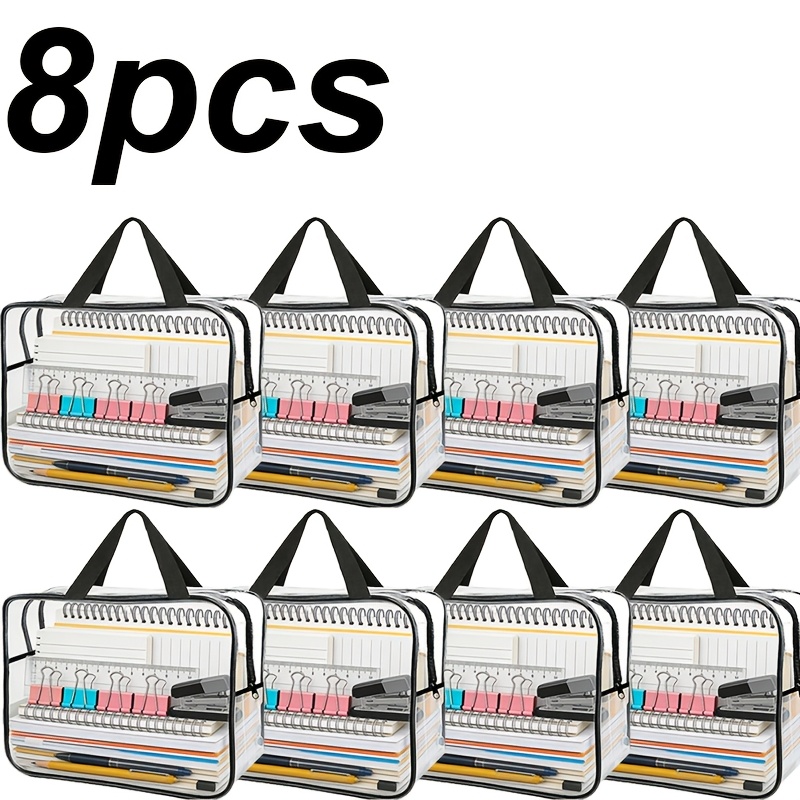 TEMU 8 Thickened Transparent Large-capacity Plastic Storage Bags With Sturdy Zipper Heads, Suitable For Travel Supplies, Clothing, Stationery, And
