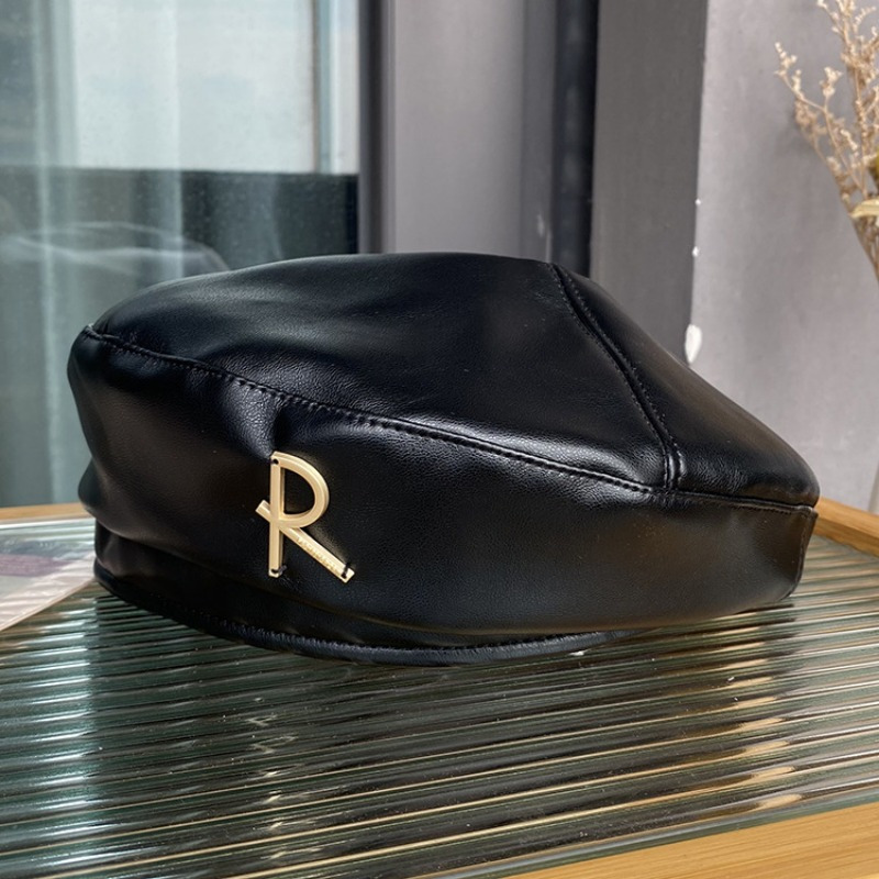 Korean Letter Beret Hat Men Women Style Autumn Winter Vintage Versatile Face- Painter Cap Round Dome Beret