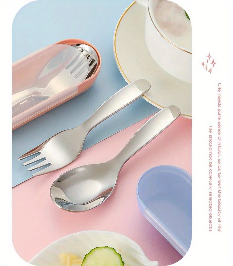 2pcs 1 set portable spoon fork tableware outdoor camping stainless steel cutlery set for hiking outdoor camp cooking supplies Product details 14