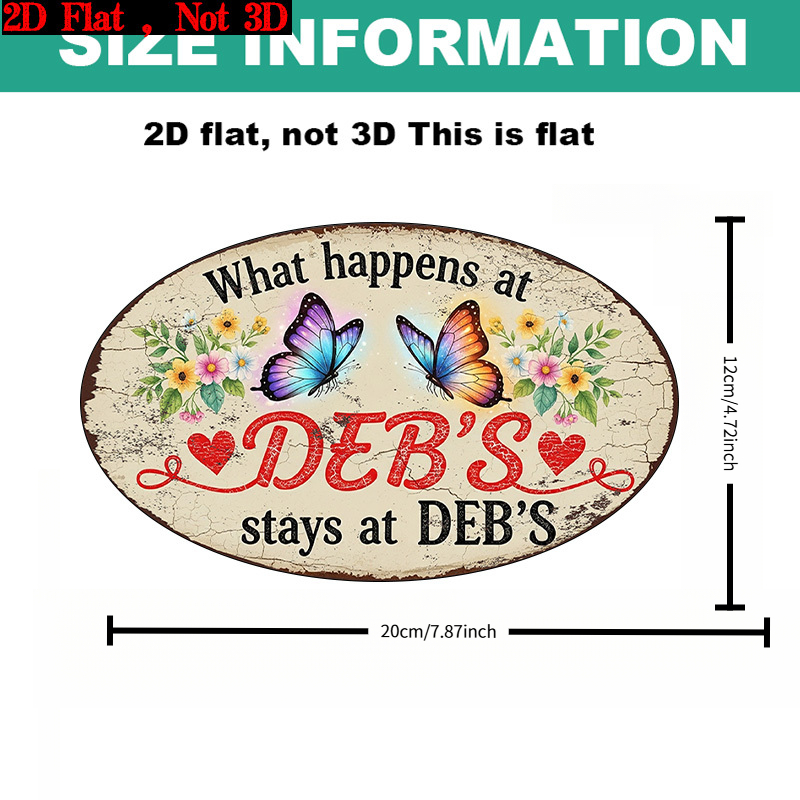 TEMU Plaque murale plate 2D, 1 pièce « qui se passe DEB DEB » - Décoration rustique de ferme avec plaque artificielle papillon et florale, cadeau de