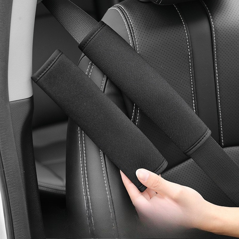 TEMU 2pcs Car Seat Belt Shoulder Pads - In-car , Black Car Additions, Soft And Breathable Fabric, A Must For Daily Commuting, Upgraded , Stylish
