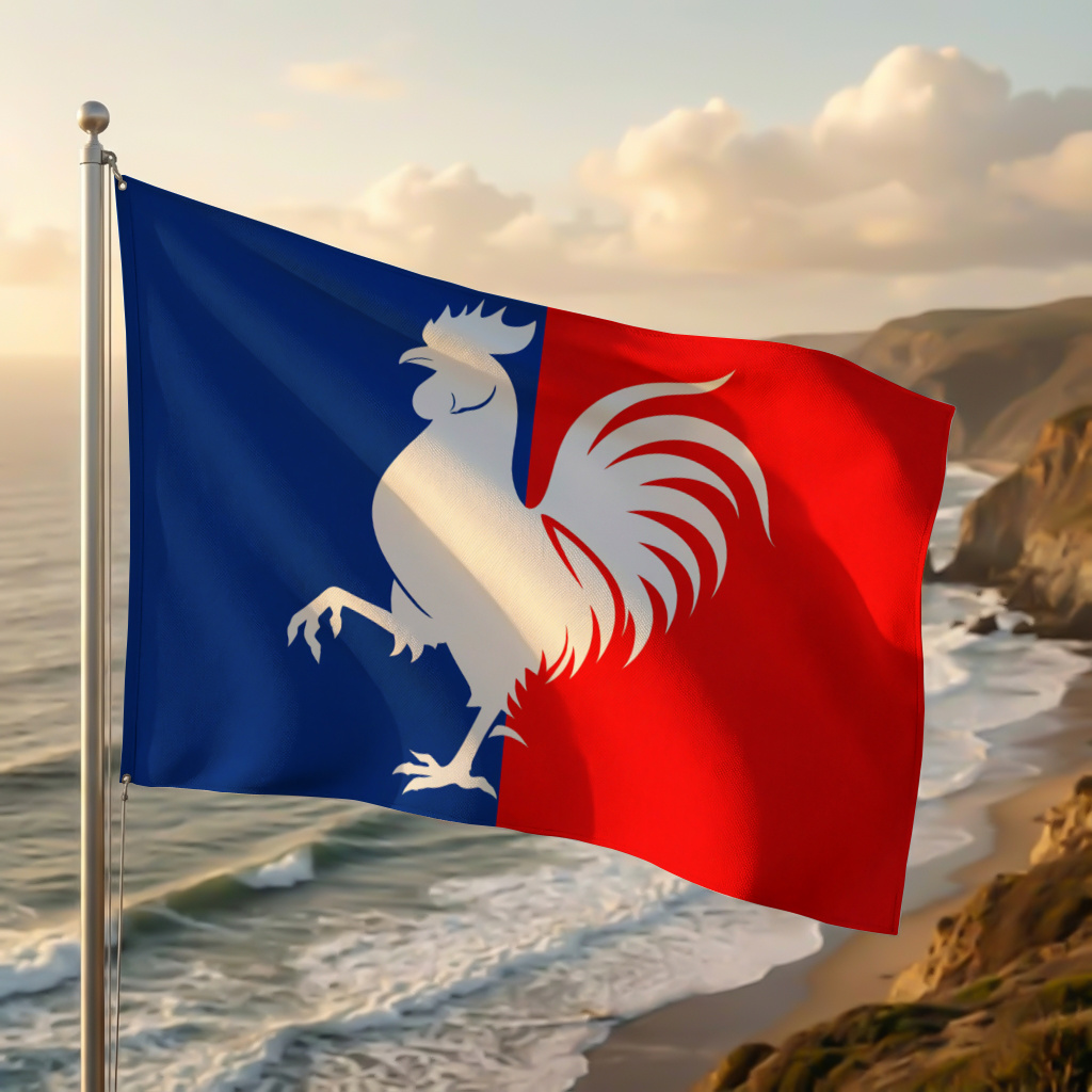 TEMU Drapeau 1 pièce à une face, dimensions 2x3 pieds, motif coq , et rouge, français pour événements patriotiques, parfait pour la décoration