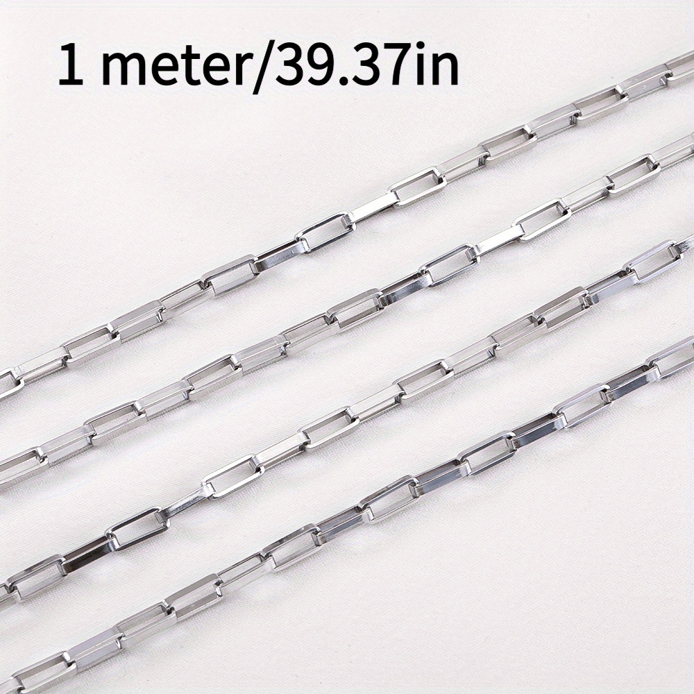 TEMU 1 mètre de chaîne carrée en acier inoxydable 304 pour la fabrication de bijoux, idéale pour et bracelets