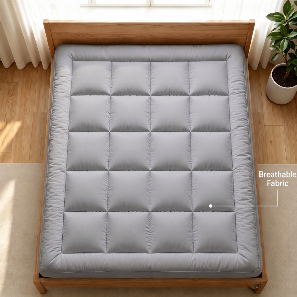 Image of Mattress, Soft Quilted Mattress, Machine-washable And Breathable Mattress Protector, Filling That Shift, Comfortable Mattress, Ideal For Everyday Use In Bedrooms, Dormitories, And Guest Rooms
