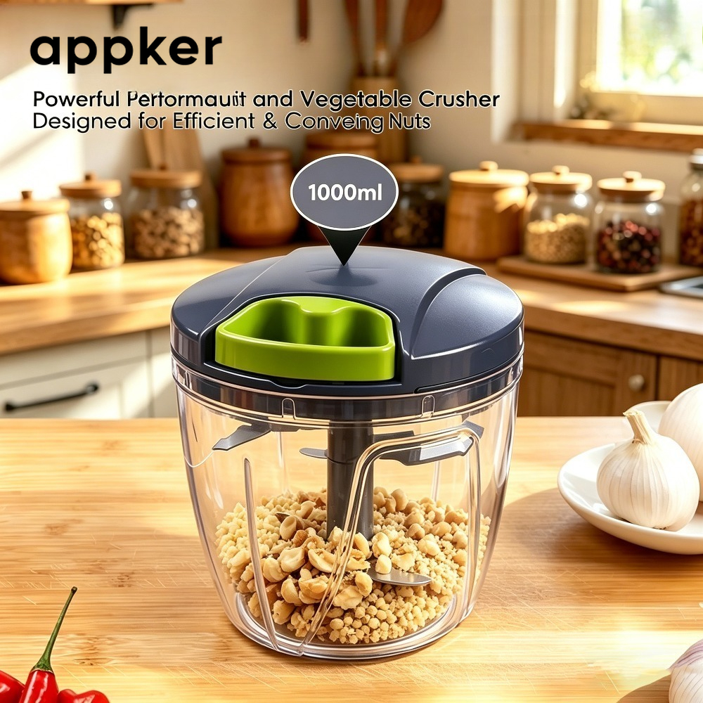 TEMU APPKER 1/2 piezas Cortador de Ajo de Acero Inoxidable | Picadora de Alimentos Manual Fácil y Picadora Multifuncional - Diseño Portátil de Cordón