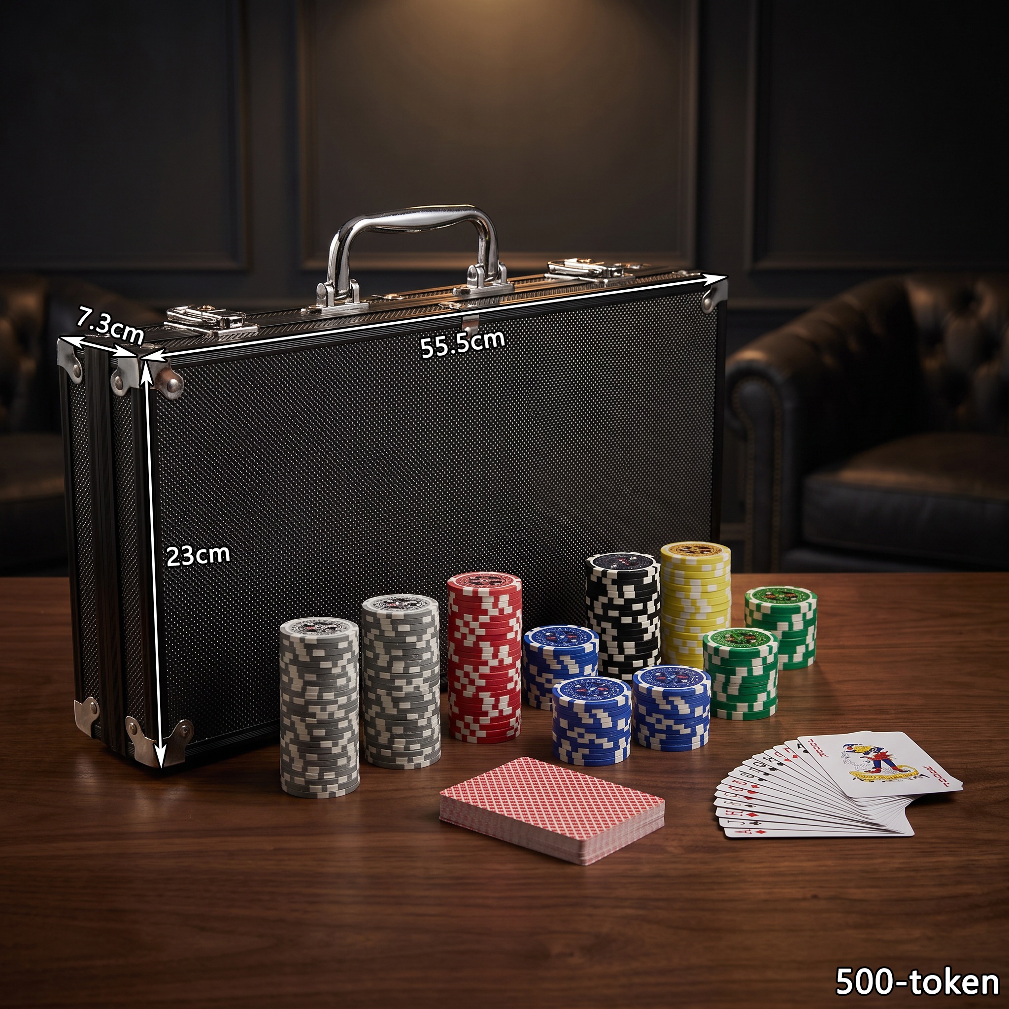 Image of Poker Set, 500 Metal Chips With Chip Box, 'em, Blackjack, Suitable For Family Gatherings And Parties. Please With Local Laws And Regulations And Strictly Lllegal Use