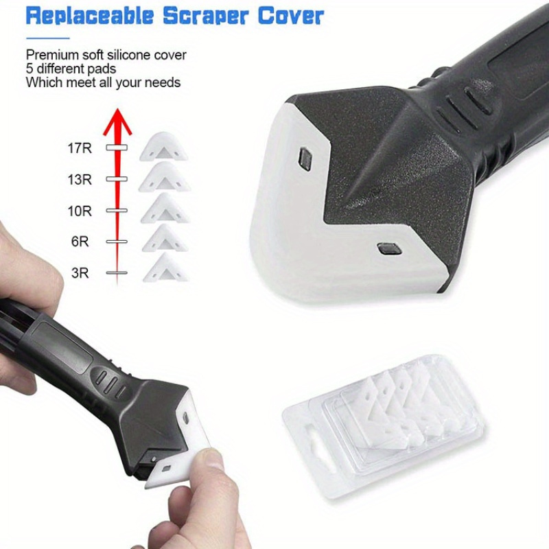 1 Set 3-in-1 Silicone Caulking Tool with Stainless Steel Head- Ideal for Sealing, Cleaning, and Scraping Glue- Durable Plastic Handle for Easy Use, Caulking Tool| Ergonomic Handle| Durable Plastic