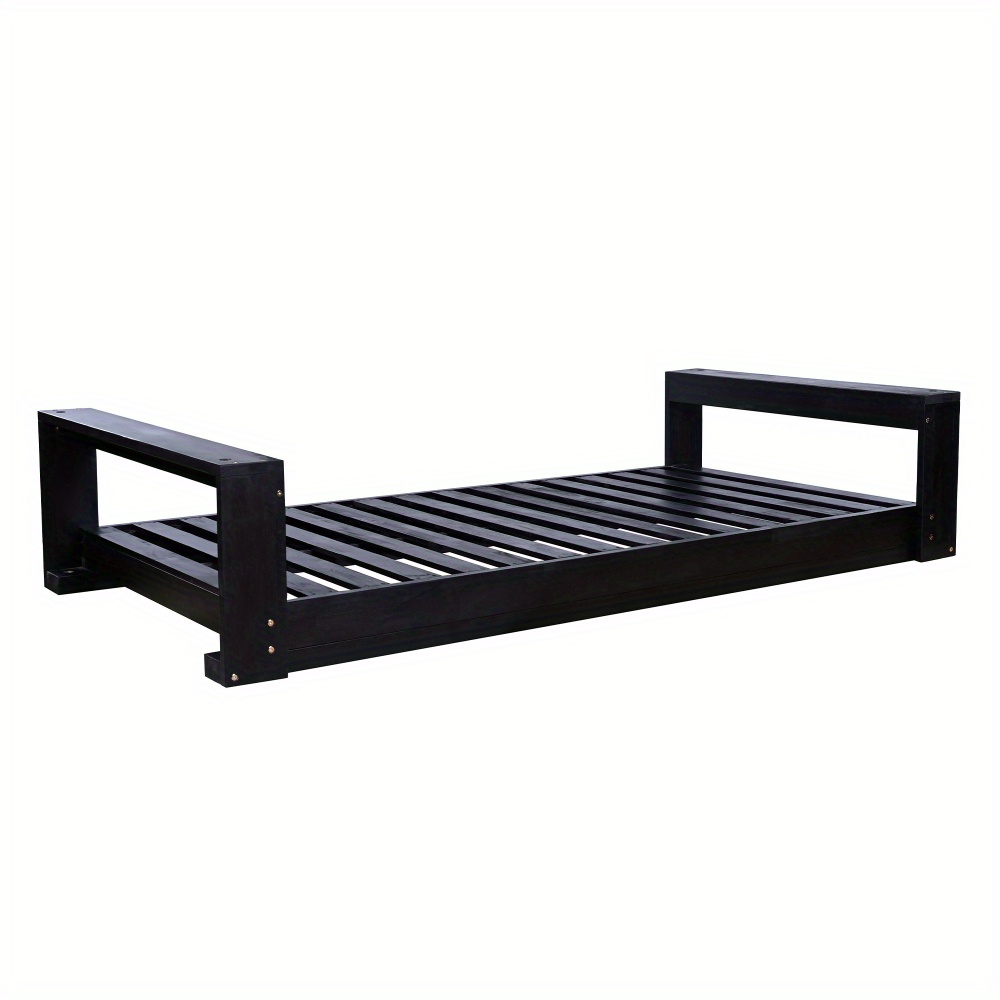 Garden seating. Swing chair. Double-sized porch swing bed seating set with hemp rope swing frame, suitable for gardens and backyards. Minimalist rustic style, ideal for courtyards and gardens. Mattress sold separately.