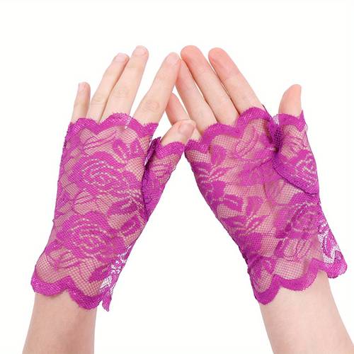 womens protection fingerless driving gloves breathable lace design with floral pattern sunblock acrylic material for outdoor sports summer casual wear machine washable