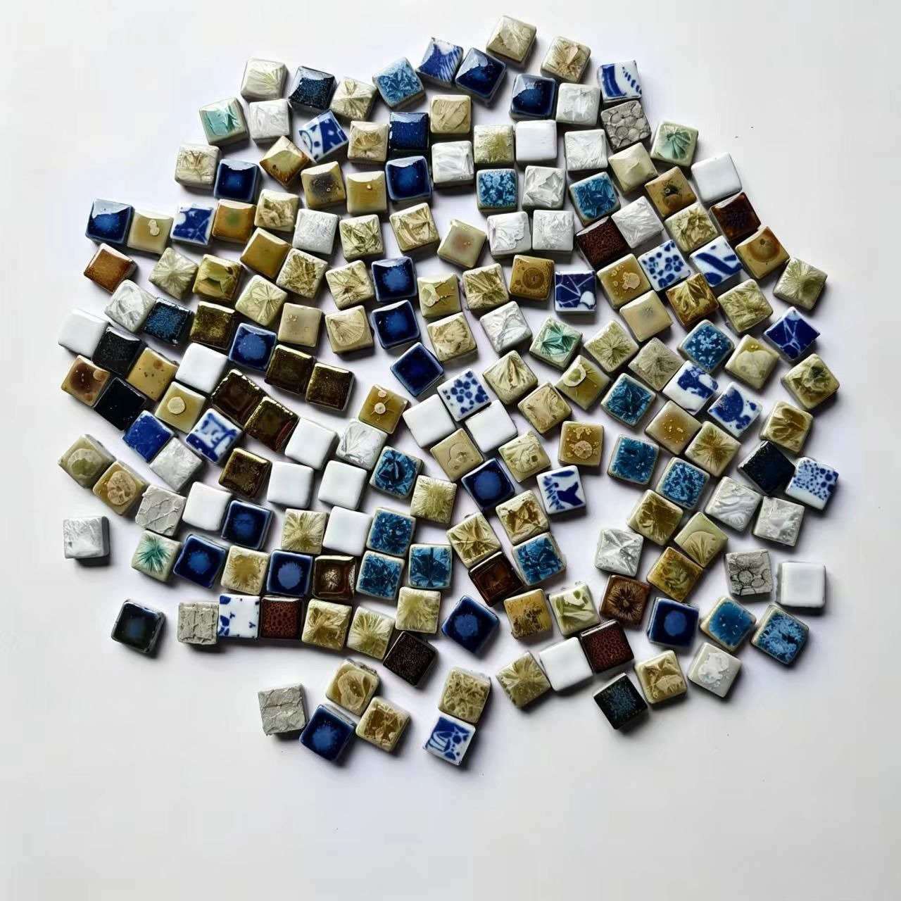 TEMU 100g Vintage Mixed-color Small Square Ceramic Mosaic Handmade Collage Tiles