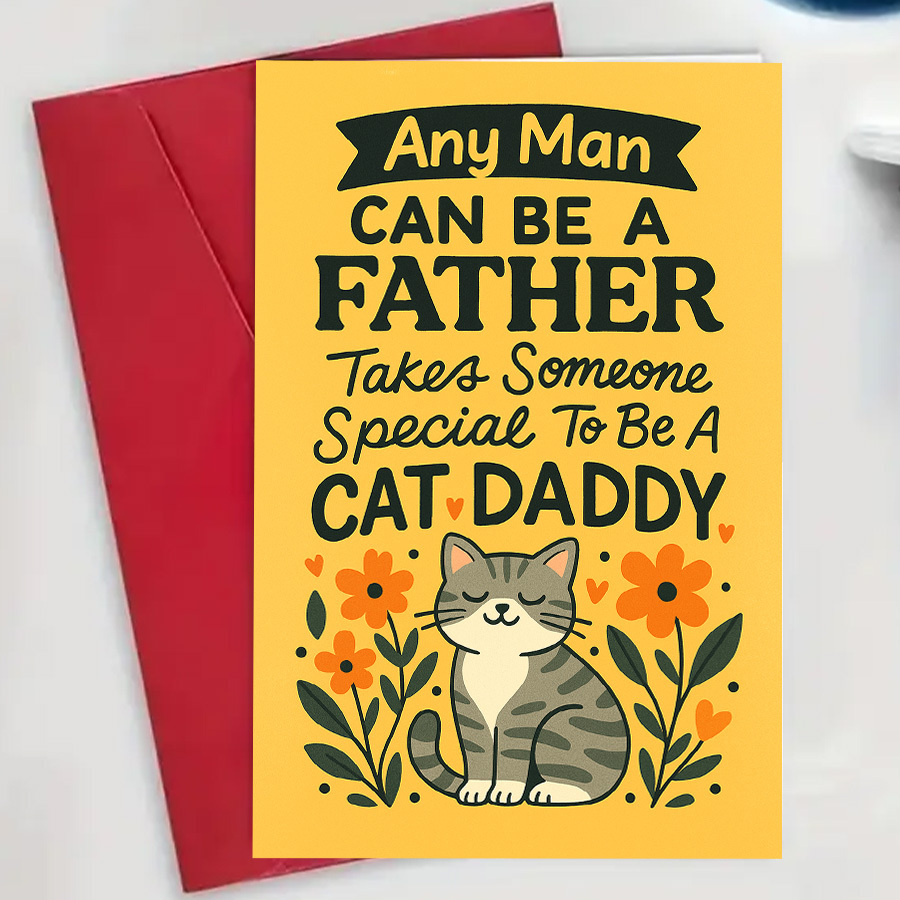 fathers day   greeting card for cat dad husband or boyfriend   envelope