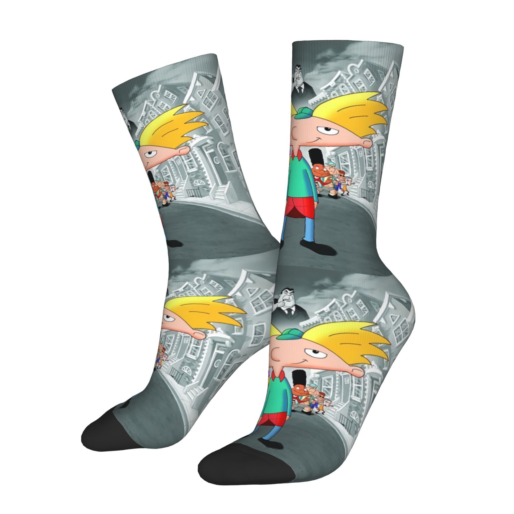 

1 Pair Boy Pattern Socks, Seamless Knit Fabric, 3d , Polyester 95% Elastane 5%, Hand Washable, Unisex Casual Socks For All