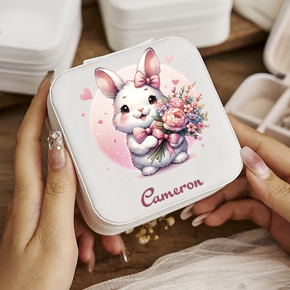 

1 Personalized Jewelry Box Featuring A Custom Name, With Adorable Animal Patterns. This Portable Travel Case Is Rings And Necklaces, Making It An Ideal Gift For Birthdays, New Year, , And Christmas.